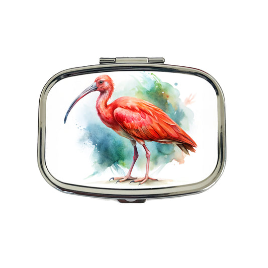 Scarlet Ibis Bird Watercolor Travel Pill Box Case