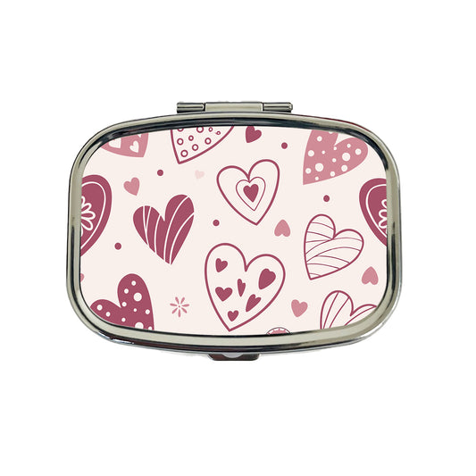 Scattered Hearts Love Valentine's Day Travel Pill Box Case