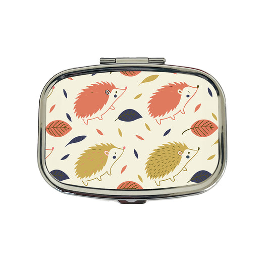 Scattered Hedgehogs Cute Travel Pill Box Case
