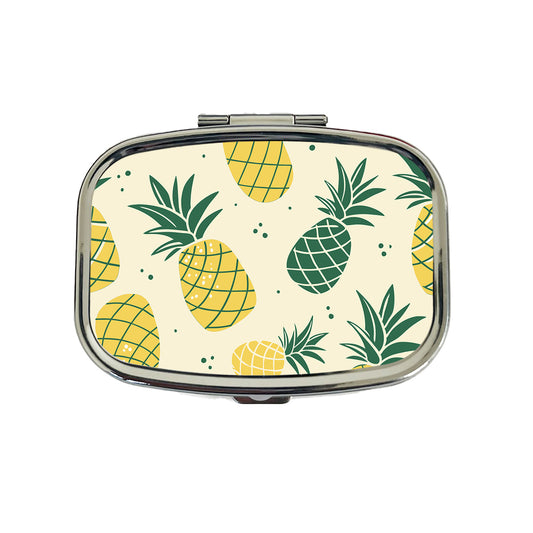 Scattered Tropical Pineapples Travel Pill Box Case