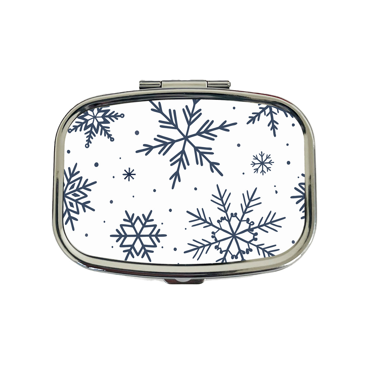 Scattered Snowflakes Winter Christmas Travel Pill Box Case