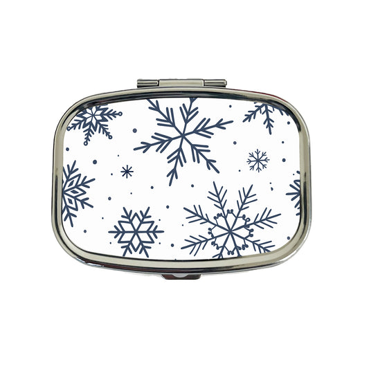 Scattered Snowflakes Winter Christmas Travel Pill Box Case