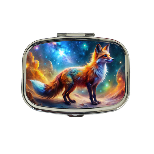 Sci-fi Fantasy Fox In Space Nebula Background Travel Pill Box Case