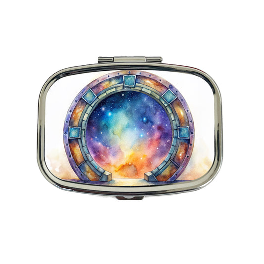 Sci-fi Gate Portal To The Stars Galaxies Watercolor Travel Pill Box Case