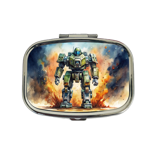Sci-fi Giant Robot Warrior Mech Watercolor Travel Pill Box Case