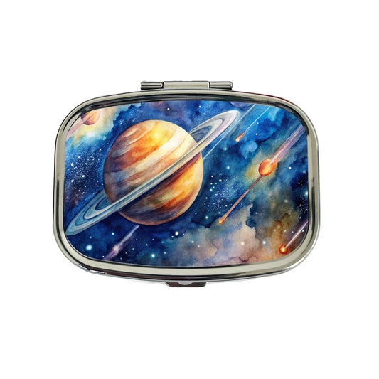 Sci-fi Planet Saturn Meteor Shower Travel Pill Box Case