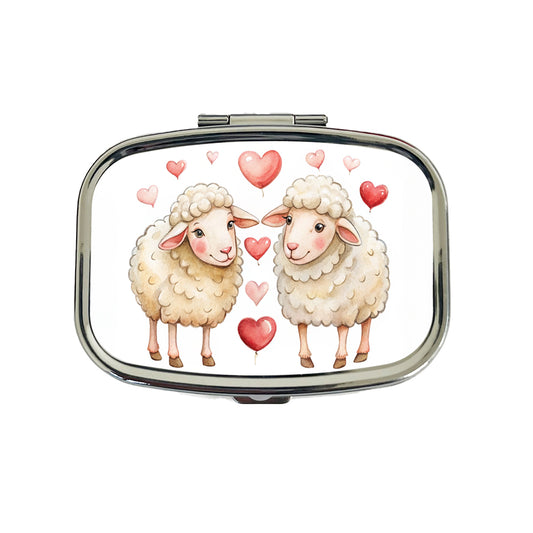 Sheep In Love With Hearts Valentine's Day Travel Pill Box Case