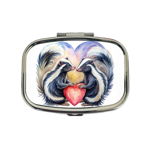Skunks In Love Hearts Valentine's Day Travel Pill Box Case