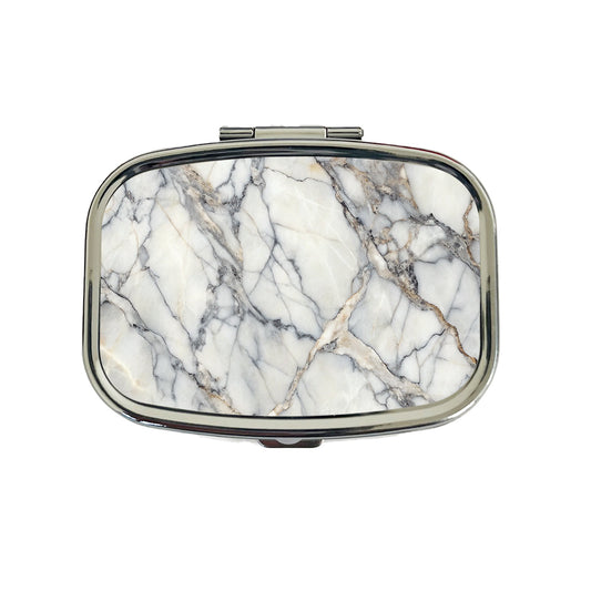 Sleek Faux Marble Travel Pill Box Case