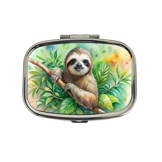 Sloth In A Tree Watercolor Travel Pill Box Case