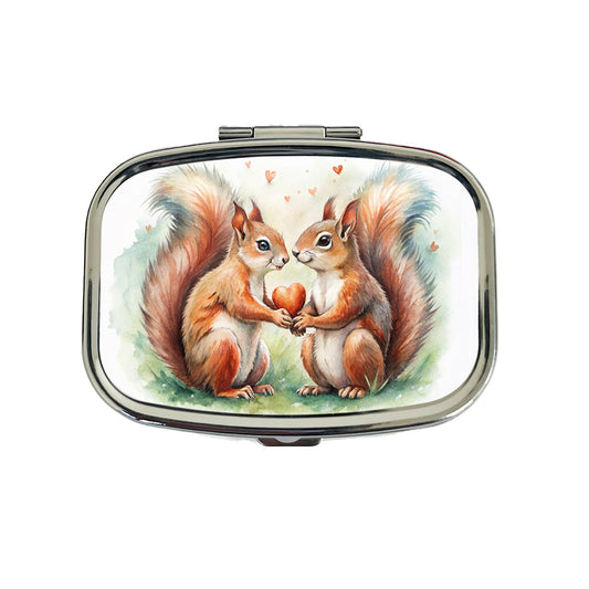 Squirrels In Love Hearts Valentine's Day Travel Pill Box Case