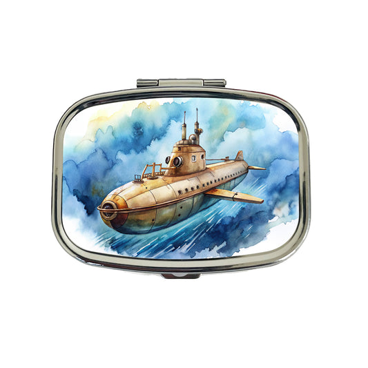 Steampunk Sci-fi Fantasy Flying Submarine Travel Pill Box Case