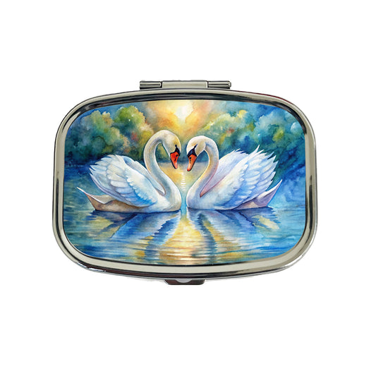 Swans In Love Valentine's Day Travel Pill Box Case