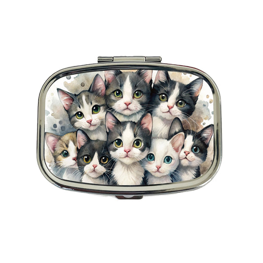 Sweet Black And White Cats Travel Pill Box Case