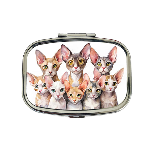 Sweet Cornish Rex Cats Travel Pill Box Case