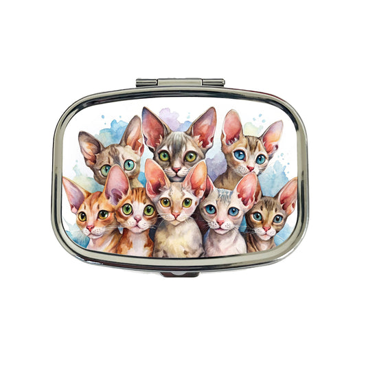 Sweet Devon Rex Cats Travel Pill Box Case