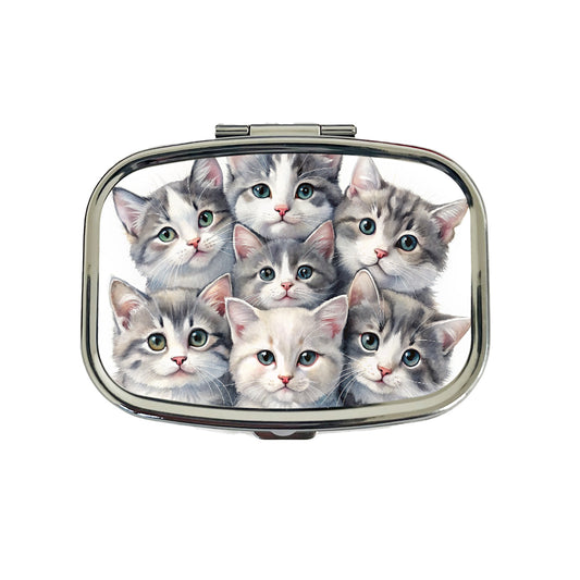 Sweet Gray And White Cats Travel Pill Box Case