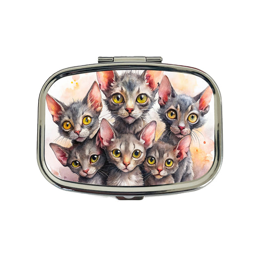Sweet Lykoi Cats Travel Pill Box Case