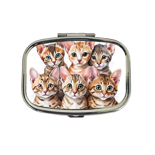 Sweet Ocicat Cats Travel Pill Box Case