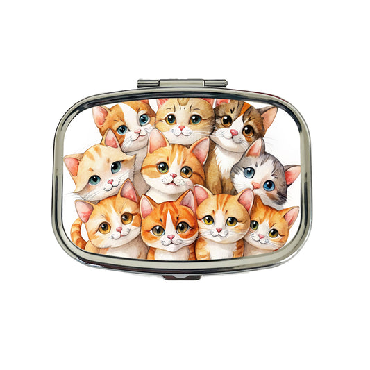 Sweet Orange And White Cats Travel Pill Box Case