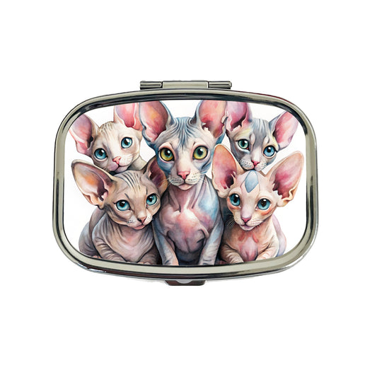 Sweet Sphynx Cats Travel Pill Box Case