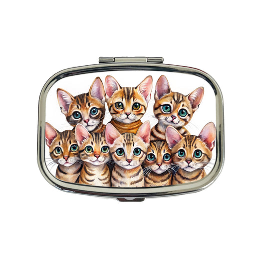 Sweet Toyger Cats Travel Pill Box Case
