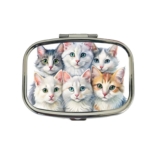 Sweet Turkish Angora Cats Travel Pill Box Case