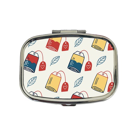 Tea Bags Fun Scattered Travel Pill Box Case
