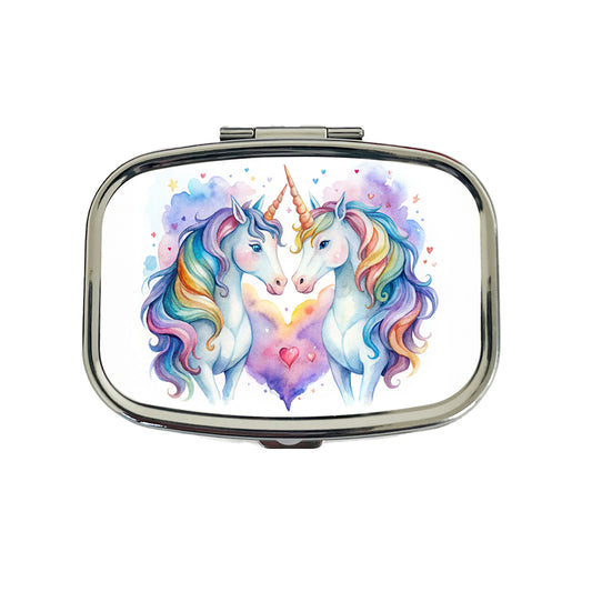 Unicorns In Love Valentine's Day Travel Pill Box Case