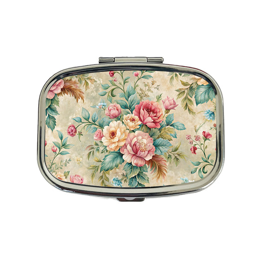 Victorian Flowers Wallpaper Travel Pill Box Case