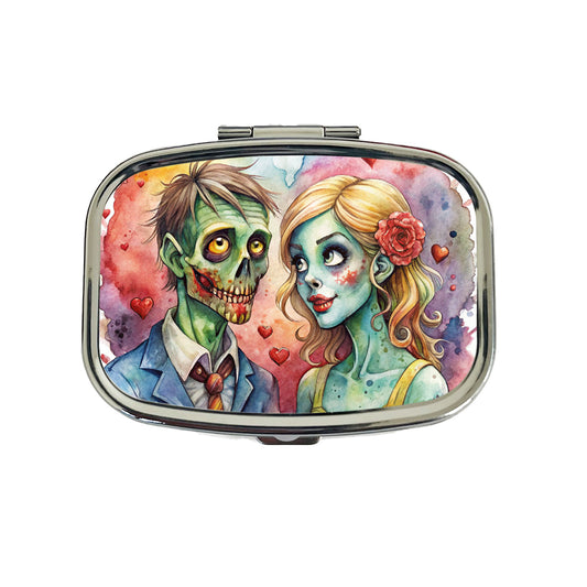Zombies In Love Valentine's Day Halloween Travel Pill Box Case