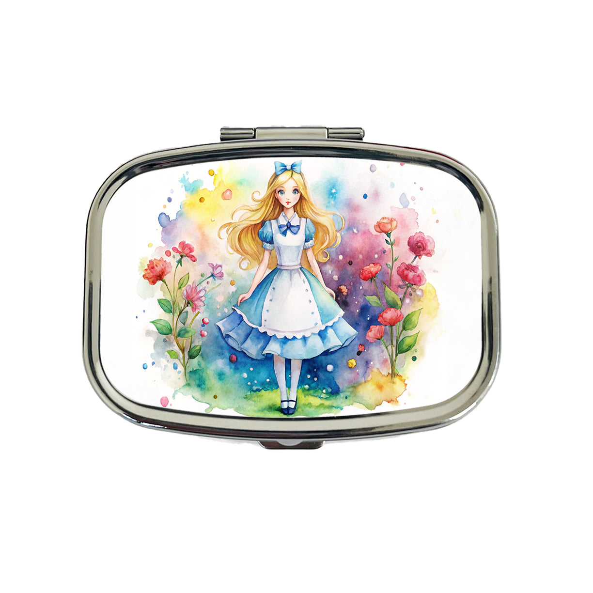 Alice In Wonderland Watercolor Travel Pill Box Case