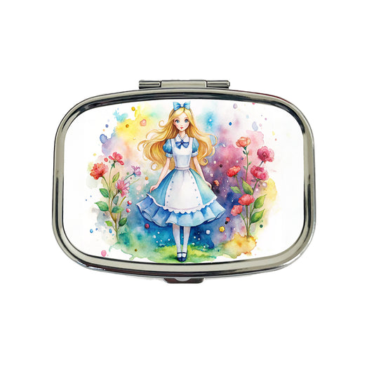 Alice In Wonderland Watercolor Travel Pill Box Case
