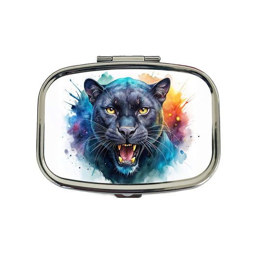 Angry Black Panther Watercolor Travel Pill Box Case