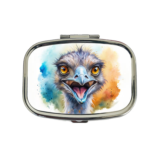 Angry Emu Watercolor Travel Pill Box Case