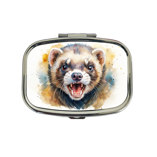 Angry Ferret Watercolor Travel Pill Box Case