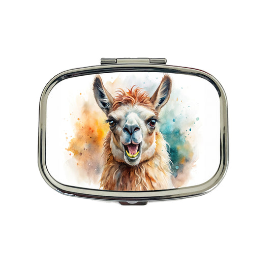 Angry Llama Watercolor Travel Pill Box Case