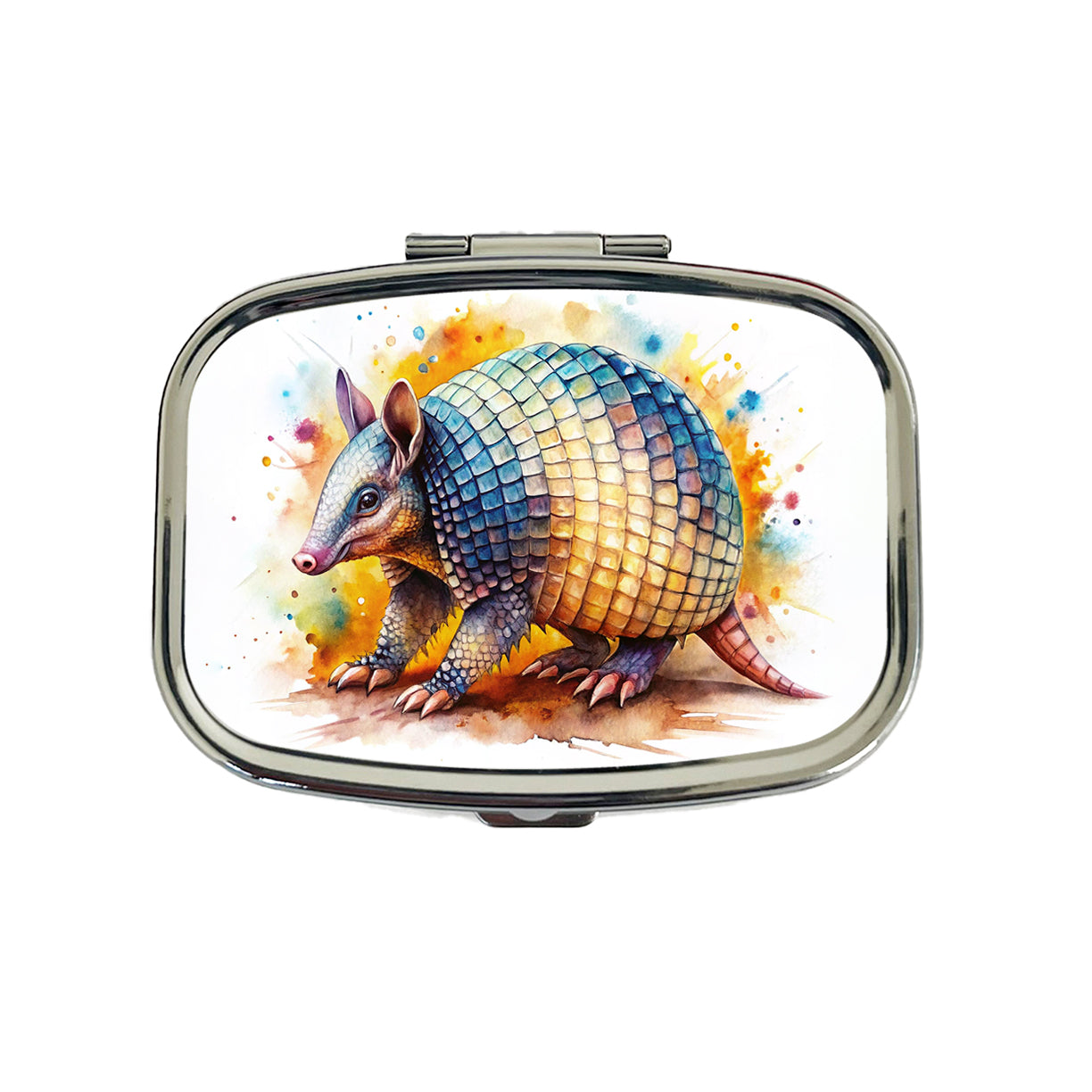 Armadillo Watercolor Travel Pill Box Case