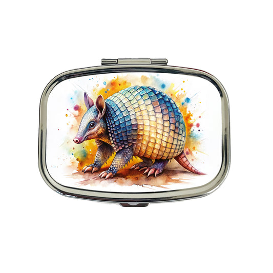 Armadillo Watercolor Travel Pill Box Case