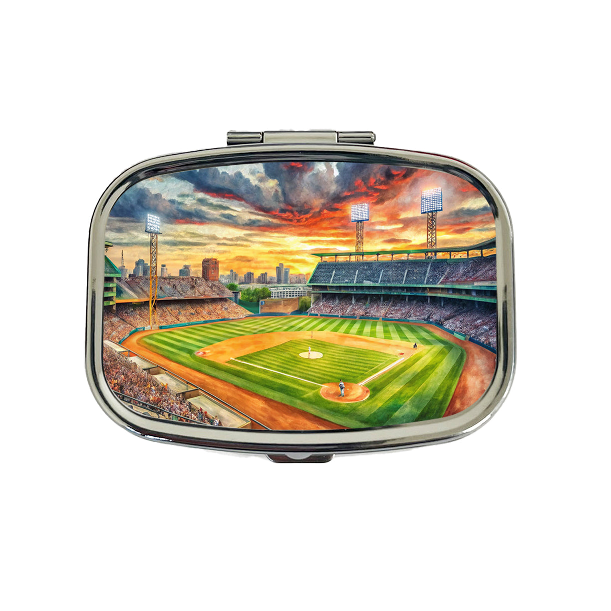 Baseball Game at the Stadium Travel Pill Box Case