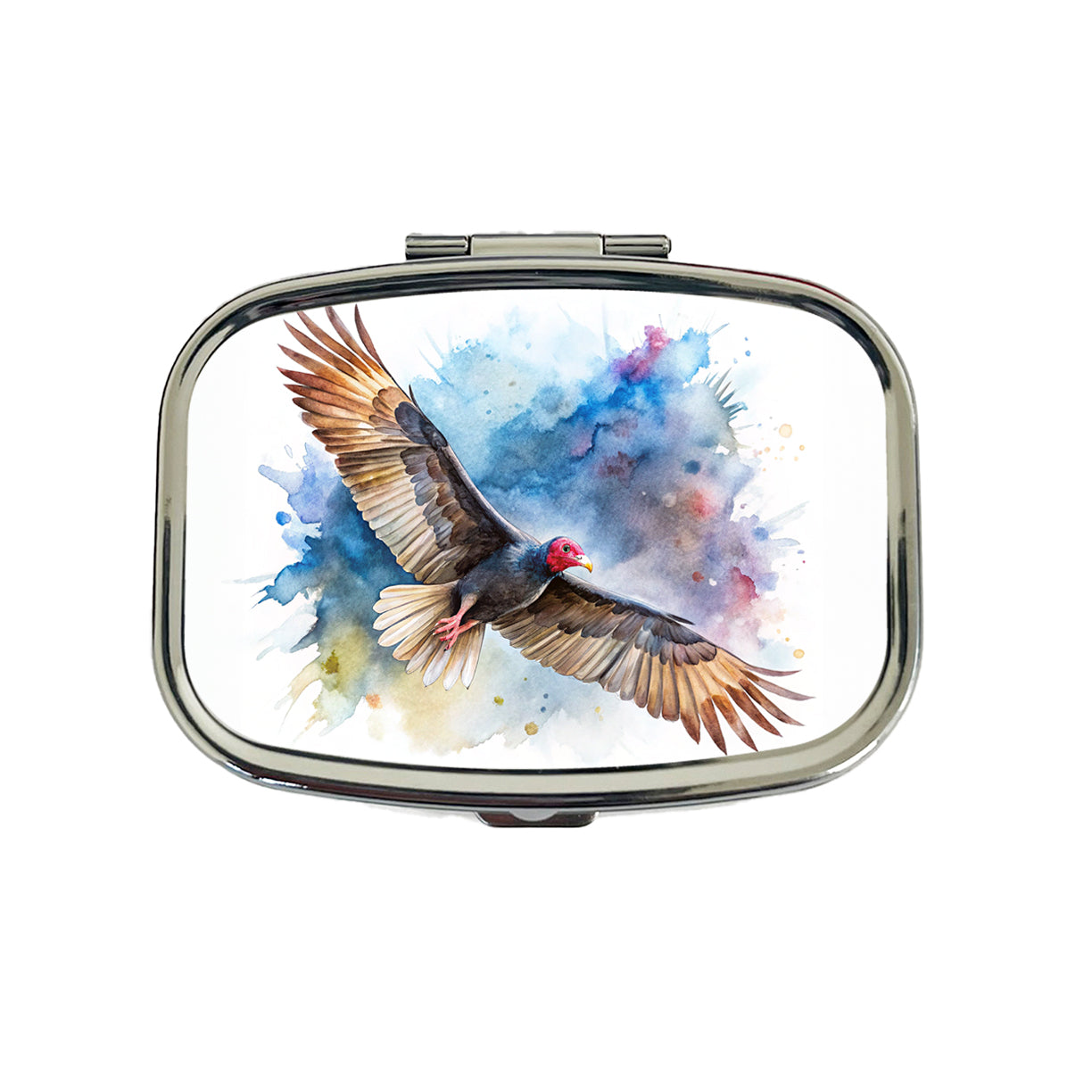 Black Turkey Vulture In Flight Watercolor Travel Pill Box Case