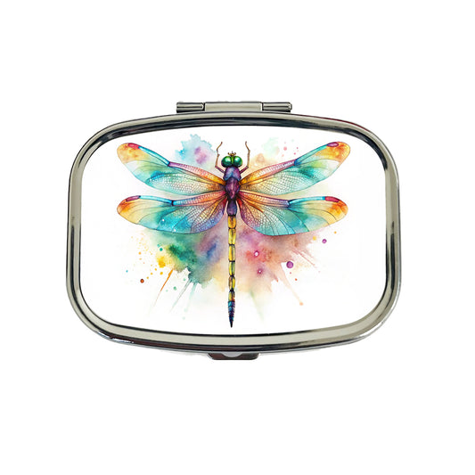 Dragonfly Colorful Background Watercolor Travel Pill Box Case