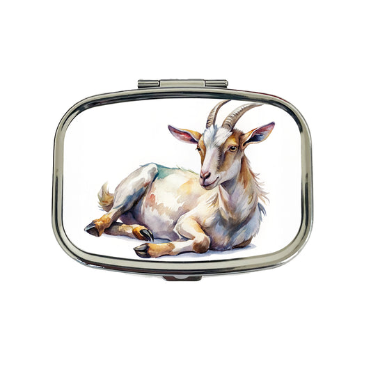 Fainting Goat Lying On Its Side Watercolor Travel Pill Box Case