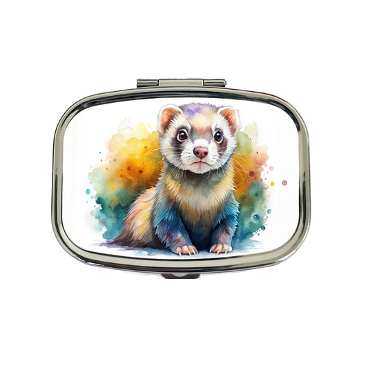 Ferret Colorful Watercolor Travel Pill Box Case
