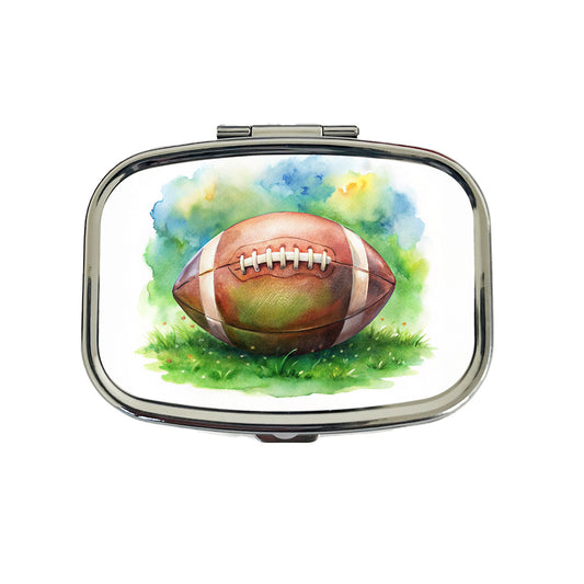 Football Ball On Field Watercolor Travel Pill Box Case