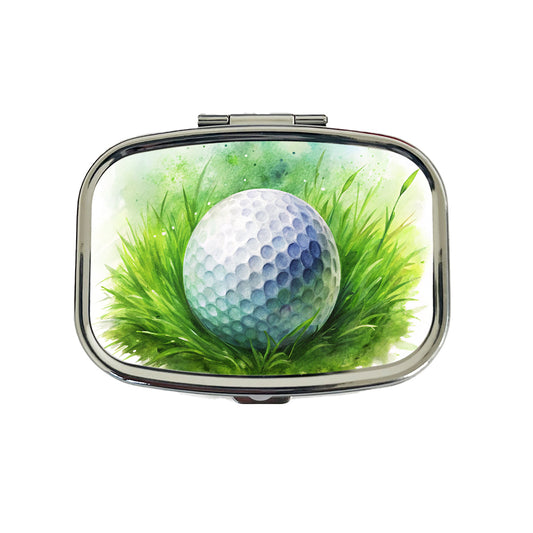 Golf Ball On Grass Watercolor Travel Pill Box Case