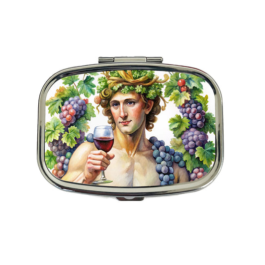 Greek God Bacchus With Wine And Grapes Travel Pill Box Case