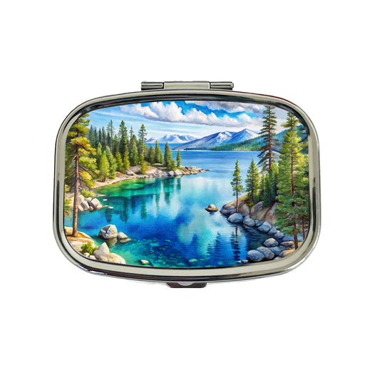 Lake Tahoe California Watercolor Travel Pill Box Case