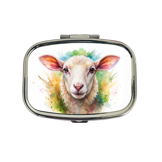 Lamb Face Watercolor Travel Pill Box Case