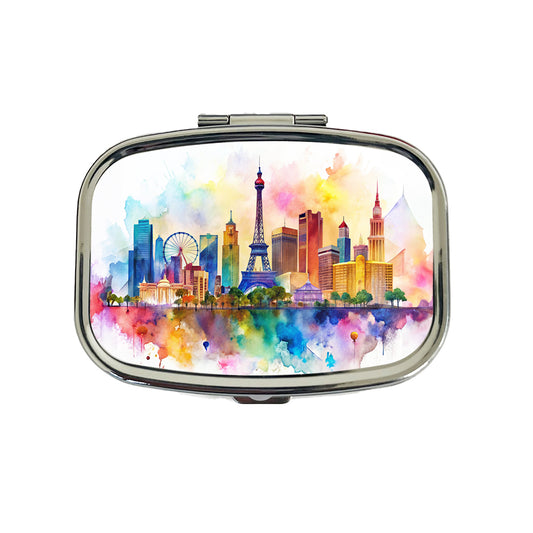Las Vegas Nevada Watercolor Travel Pill Box Case